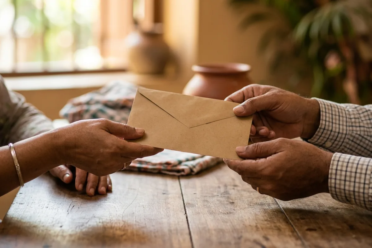 सहयोग का प्रतीक — हाथों में सुरक्षित लिफ़ाफ़ा — प्रतीकात्मक चित्र
